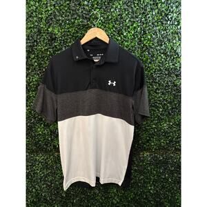 Under Armour, Men’s Playoff Polo, Black and White Size M